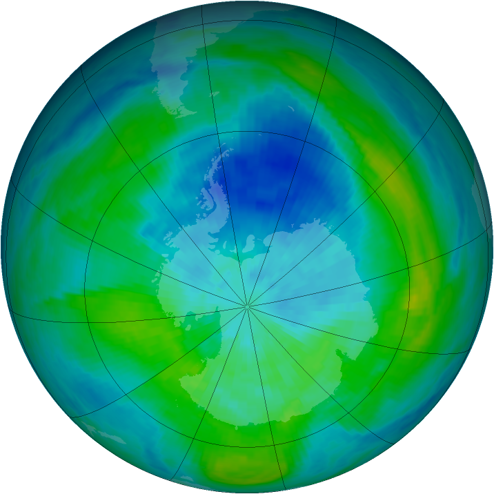 Antarctic ozone map for 19 March 1981